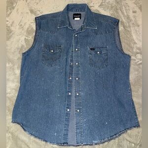 Vintage Wrangler Pearl Snap with Sleeves Cut offf